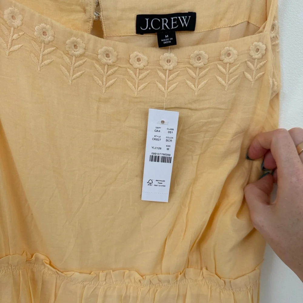 J. Crew Yellow Eyelet Tiered Sundress